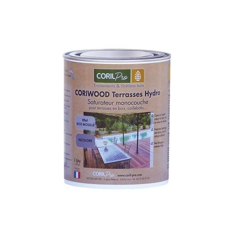 Saturateur monocouche pour terrasse bois -Incolore - CORIWOOD - Jérican 1 L