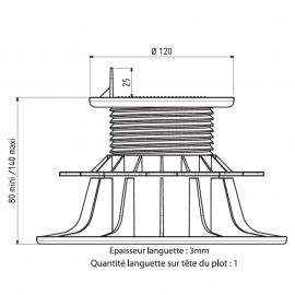  Stelzlager Terrasse Holz - Höhenverstellbar 80bis 140 mm- JOUPLAST