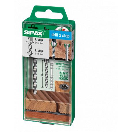 Spax 1x Holzbohrer 4mm, 1x Senker 6,5mm, 1x Innensechskant- schlüssel, Bohrerlänge 75mm, Spirallänge