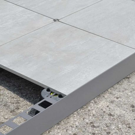 Bordure Aluminium BSR pour terrasse plots - Gris anthracite - Profilitec - long 2,70 ml - hauteur 10 cm + 2 cm pour grès cérame