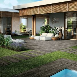 Gres porcellanato per esterno 30x120x2 cm RAIL GRAPHITE - Mirage