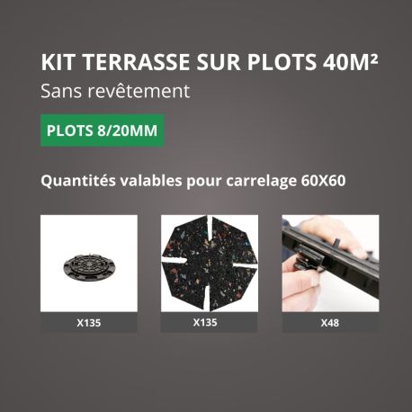 Terrasse carrelage en kit 40m² plots Jouplast - sans profilé