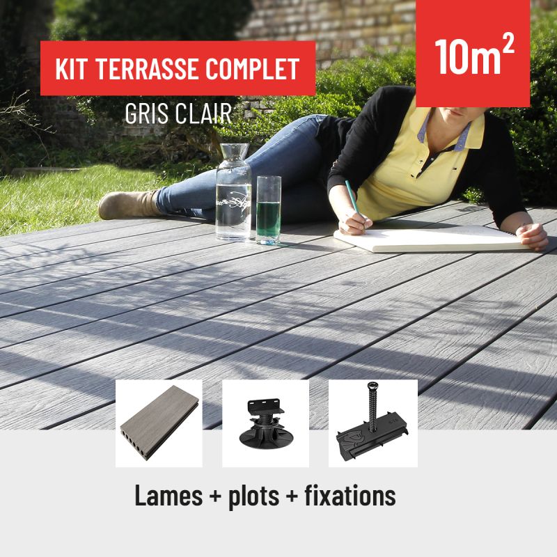 Kit terrasse bois composite - Gris Clair
