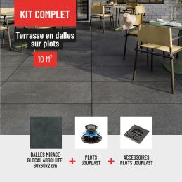 Kit terrasse carrelage- Aspect Béton Glocal Absolute 60x60 cm - Jouplast