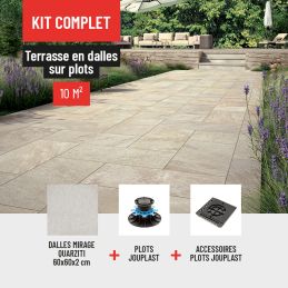 Kit terrasse carrelage- Aspect Pierre Quarziti 60x60 cm - Jouplast