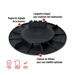 Piede d'appoggio per terrazza a listoni, regolabile 20/30 mm