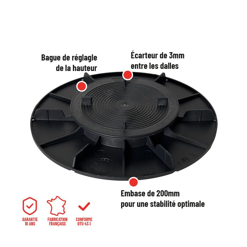 Adjustable terrace pedestals 20/30 mm | ESSENTIEL | Jouplast