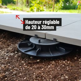Piede d'appoggio per terrazza a piastrelle, regolabile 20/30 mm - ESSENTIEL - Jouplast