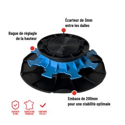 Plot terrasse dalle réglable 50/80 mm - Gamme ESSENTIEL - Jouplast