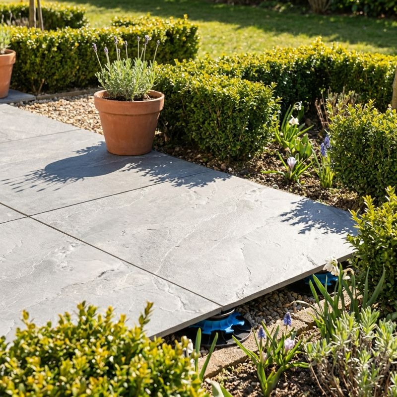 Terrasse en carrelage Mirage Baltica BT03 Lune, mise en situation