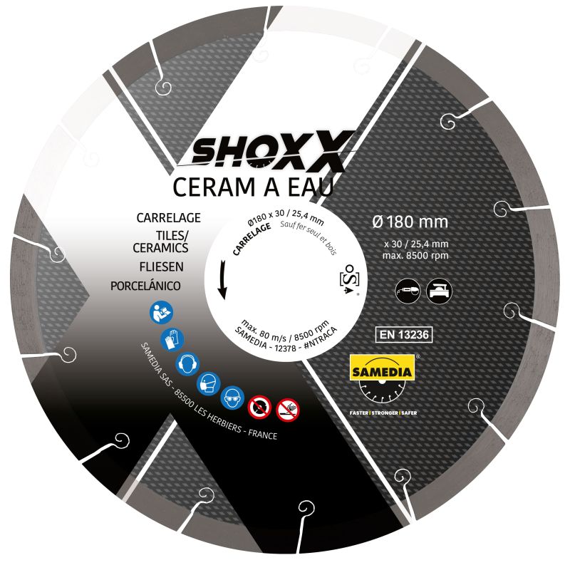 Disque diamant - Shoxx ceram a eau 180mm - SAMEDIA