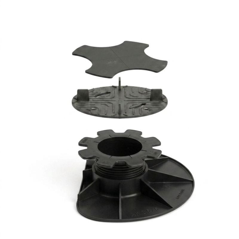 Demi plot de terrasse dalle de 35 à 350 mm - Avec cale amortisseur - Solidor