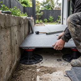Demi plot de terrasse dalle 58 à 373 mm - Avec cale amortisseur - Autonivelant - Réglable par dessus - Solidor