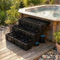 Marches pour terrasse en carrelage avec Modulesca Jouplast | Plots Discount