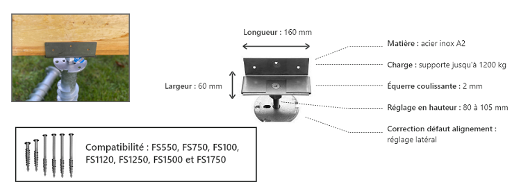Connecteur Inox Pour Structure En Bois Weasywood. 7 accessoire-vis-de-fondation/