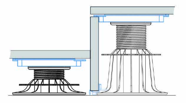 schéma de création de marche d'escalier avec des plots réglables