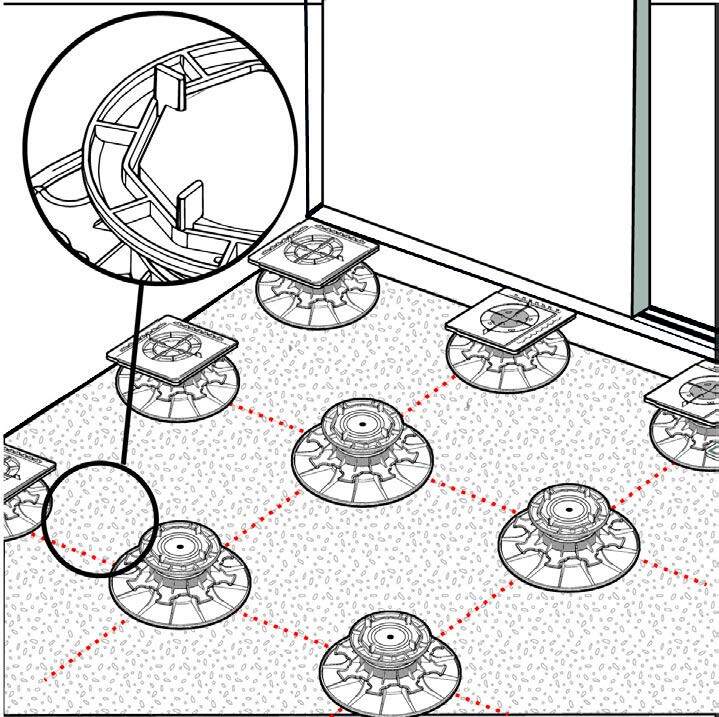 schéma de disposition des plots pour une terrasse en carrelage extérieur