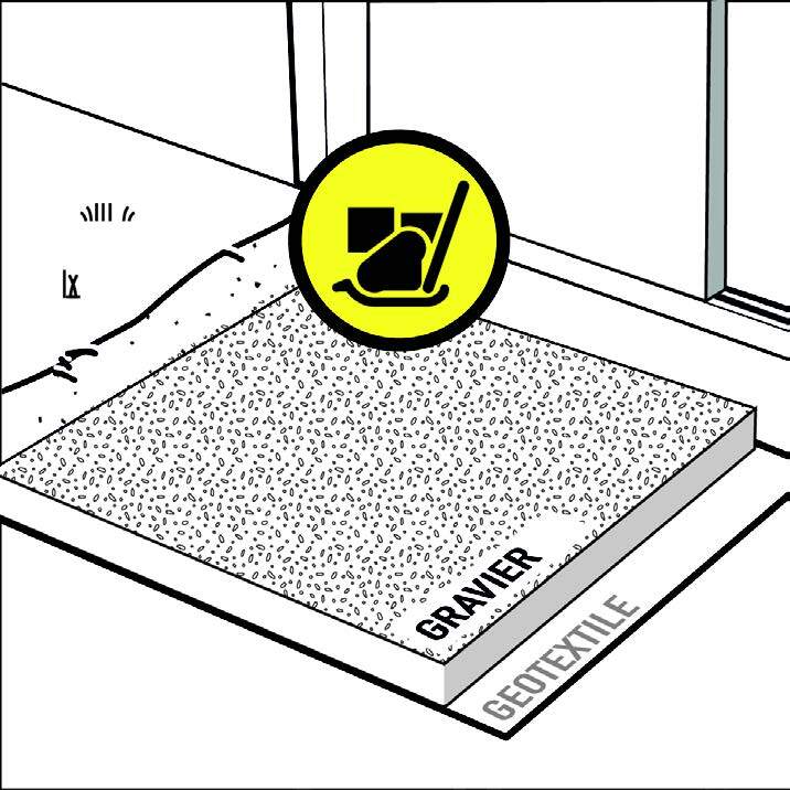 schéma de la couche de graviers nécessaire à la ptréparation de la surface